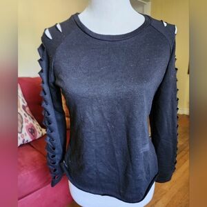 Black Cutout Sleeve Women's Top